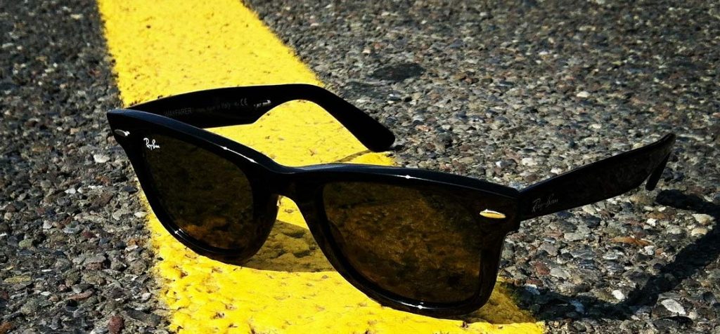 Sunglasses on road